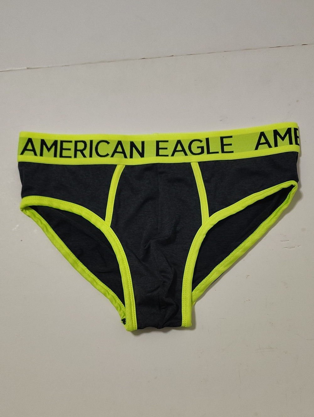 Rare Vintage American Eagle Black & Neon Yellow Brief - Size S